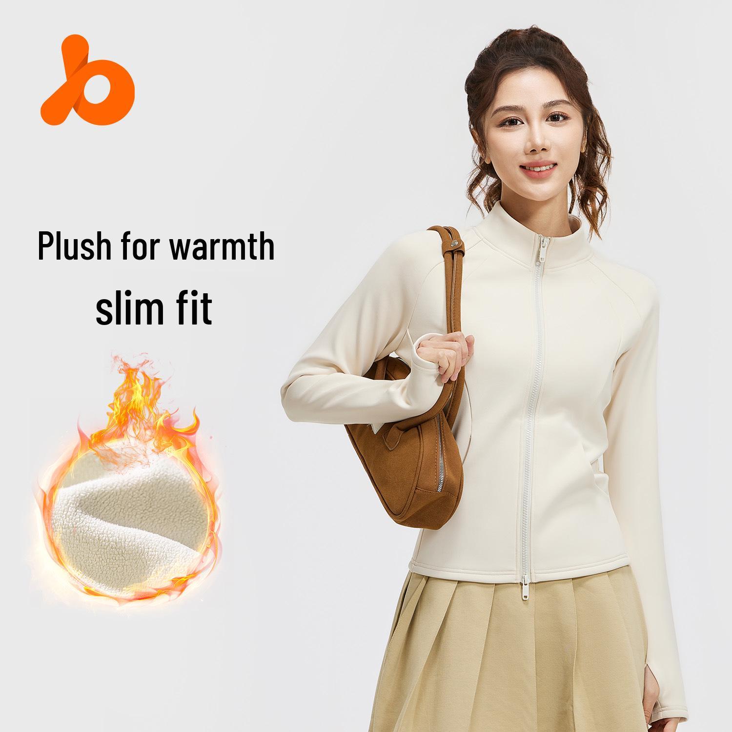 

Juyitang Stand Collar Peach Velvet Yoga Jacket - Cozy and Thick for Autumn/Winter S