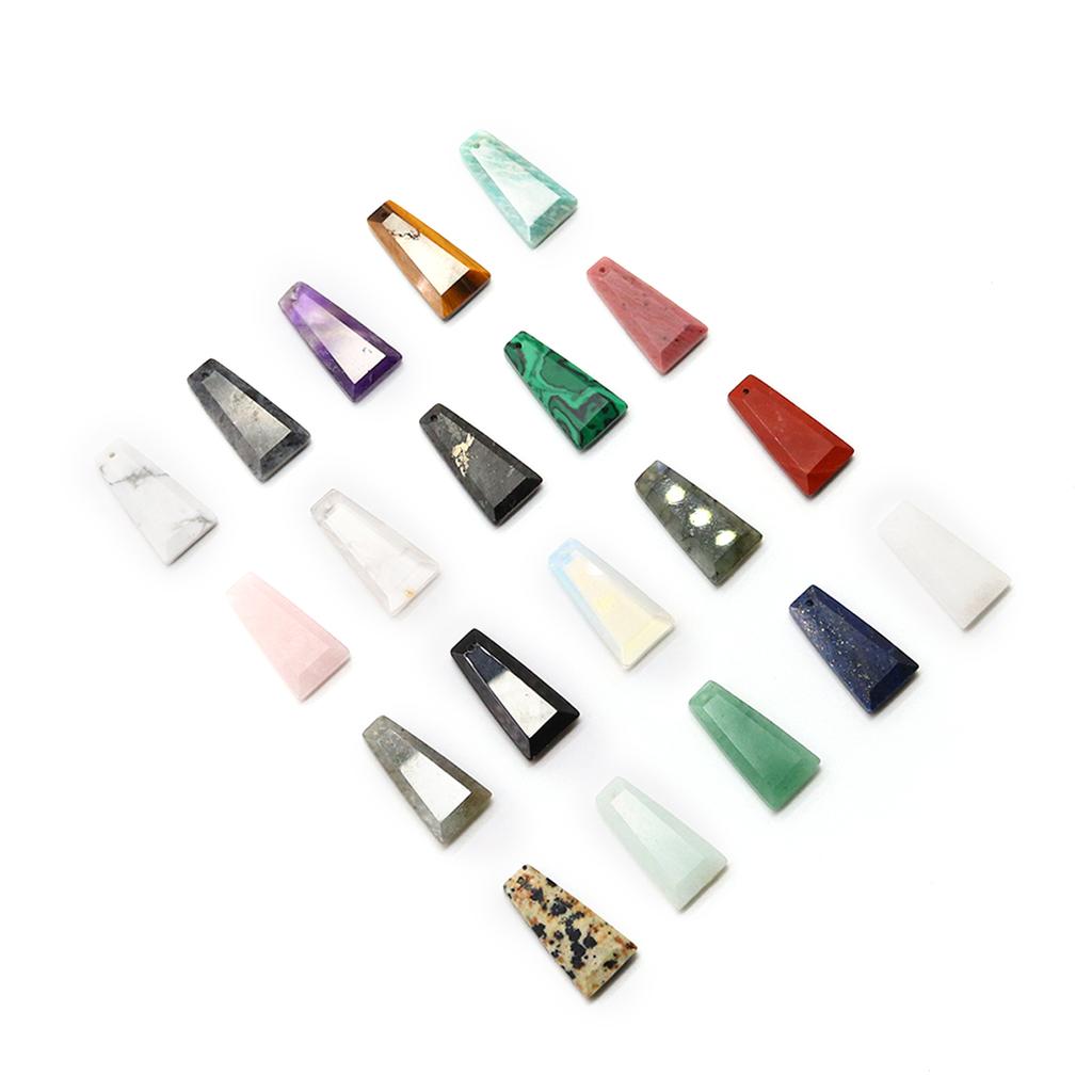 1Pc Natural Stone Pendant, Trapezoidal Crystal Gemstone Charms for Jewelry Making DIY Women Men Necklace Bracelet Earrings Accessories Gifts 25x13 Mm