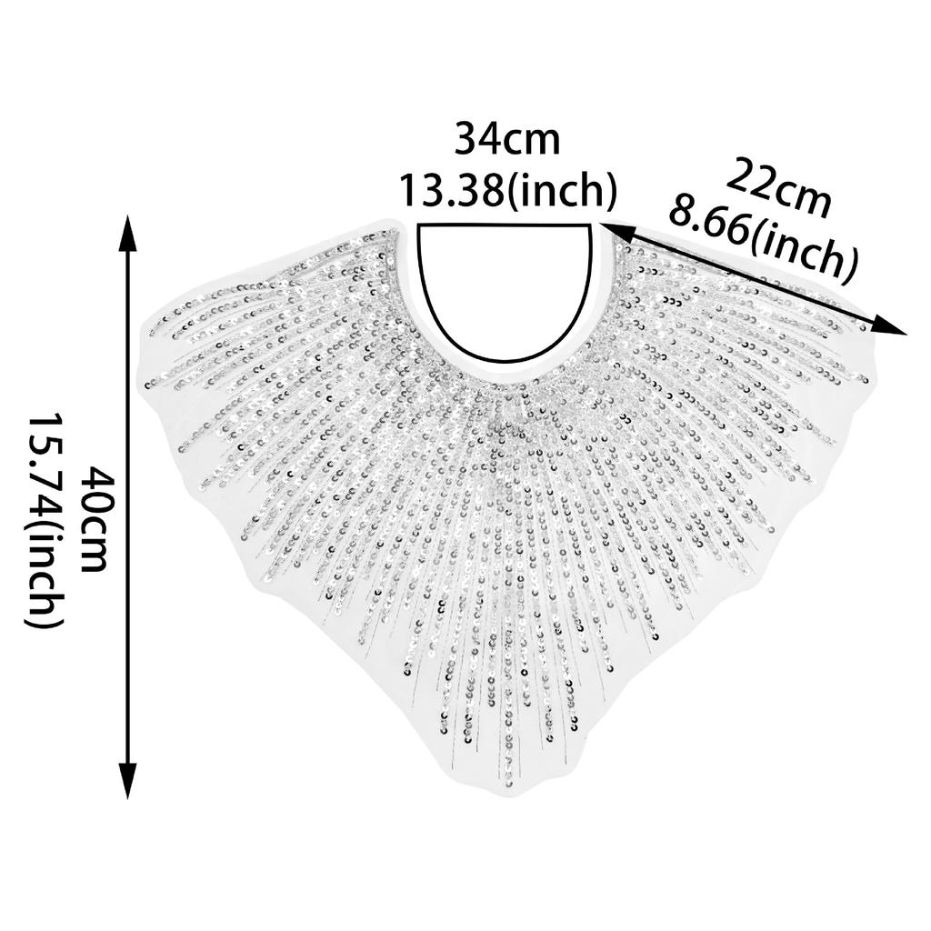 European And American Heavy Industry Mesh Sequined Collar Fake Collar Cloth Sticker Dress Performance Clothes Front Collar Clothing Shawl Cape