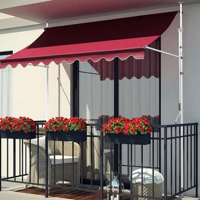 Terrace Sunshade Foldable and Retractable Sunshade Rain and Sun Protection Side Sunshade Eaves Outer Door Canopy Awning