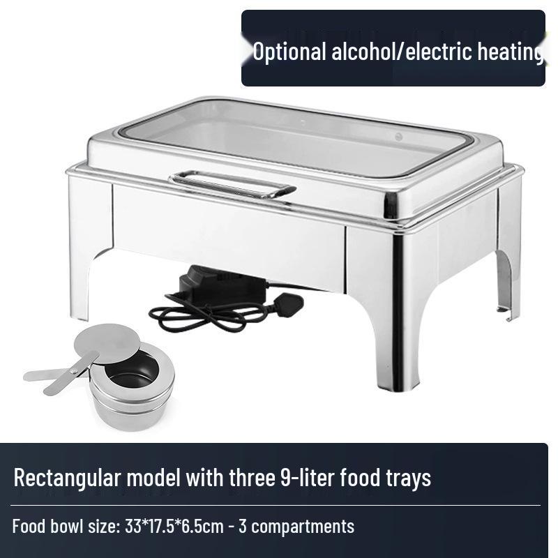 Stainless Steel Electric Buffet Warmer with Visible Hydraulic Heating for Hotel Restaurants