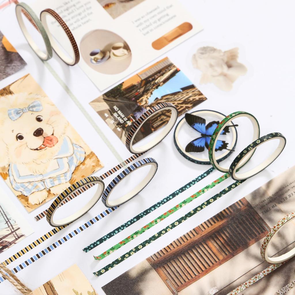 YUBX Masking Große Sammlung von Grundmustern Washi Geometrisch Hochdetailliertes Design für DIY-Geschenke und zum Verzieren von Geschenken Klebeband, 120-teiliges Set, Klebebänder,