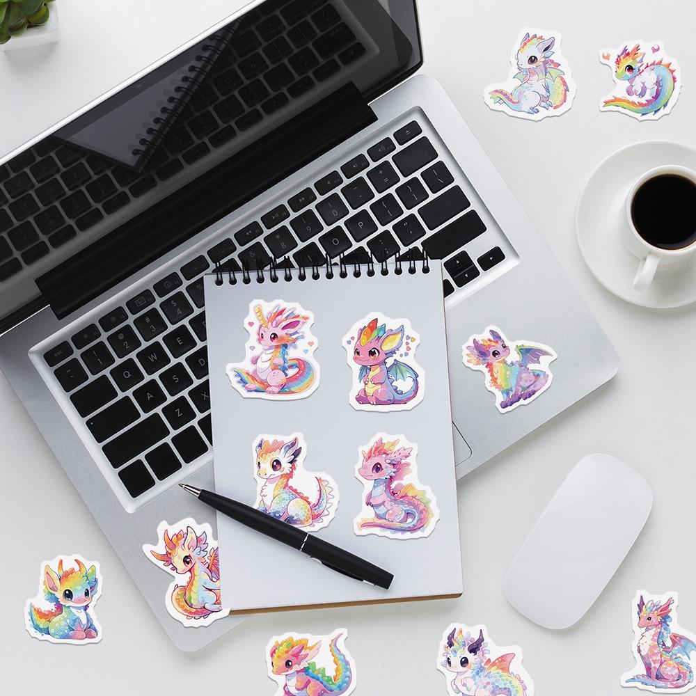 50 Dreamy Rainbow Dragon Graffiti Waterproof Stickers: Cute Animals for Water Bottles & Computers