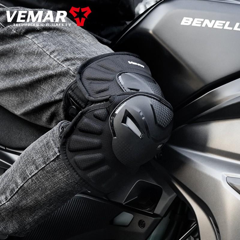 VEMAR Cycling Protective Gear Knee Pads Motorcycle Riding Safety - Adult Unisex Protection Pad Set Black M L