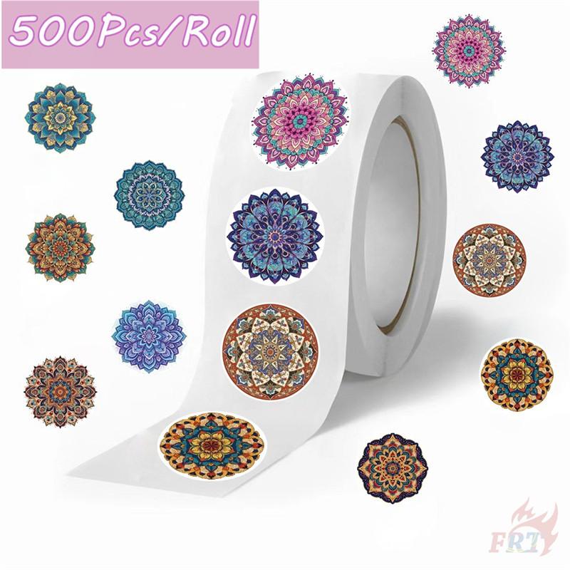 500Pcs/Roll Mandala Patterns Kids Rewards Stickers - DIY Scrapbooks Album Decor Sealing Label Decals