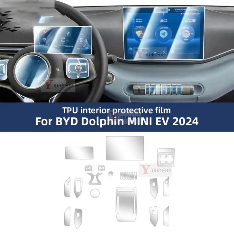 Car Interior Center Console Transparent TPU Protective Film Anti-scratch Sticker For BYD Dolphin MINI EV Seagull 2024