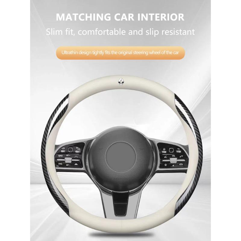 Nuovo Coprivolante in Pelle Fibra di Carbonio Accessori Auto Per Renault Dacia Duster Kaptur Clio Logan Captur Megane 2 3 Laguna