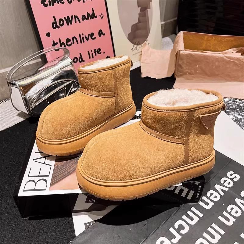 

European Station 2025 Winter New Kapibara Frosted Leather Thickened Snow Cotton Boots Bread Shoes Small Women s Shoes 35 коричневый