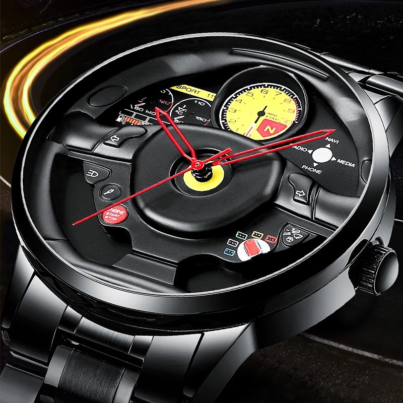 SVJ Brand Watch Cross-country Stereo Steering Wheel Waterproof Hollow Watch Forging Modified High-grade Non-mechanical Men's Watch