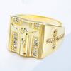 Men Women Rhinestone Inlaid Jesus Cross Finger Ring Party Jewelry Gift