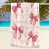 Extra Large Bath & Beach Towel - Soft Quick-Dry Microfiber Bath Towel with Pink Bow Gingham Ribbon Design, Oversized Rectangular