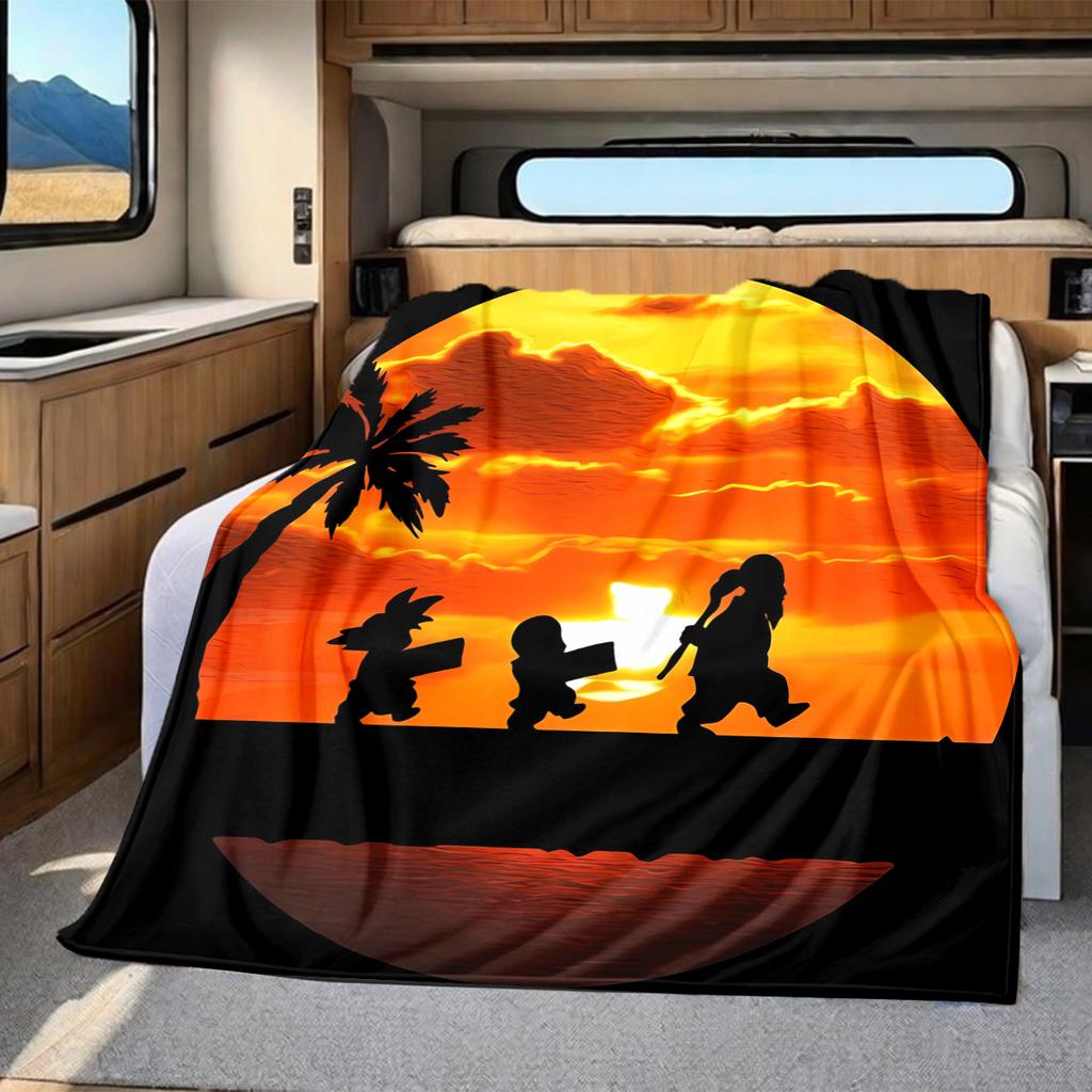 1pz Coperta in Flanella con Stampa Son Goku, Alta Qualità per Tutte le Stagioni, Decorazione per la Casa, Calore e Comfort, Perfetta per Regali di Natale
