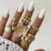SHIXIN 6Pcs/Set Bohemian Vintage Gold Color Flower Open Joint Ring for Women Charm Imitation Pearl Knuckle Rings Wedding Jewelry