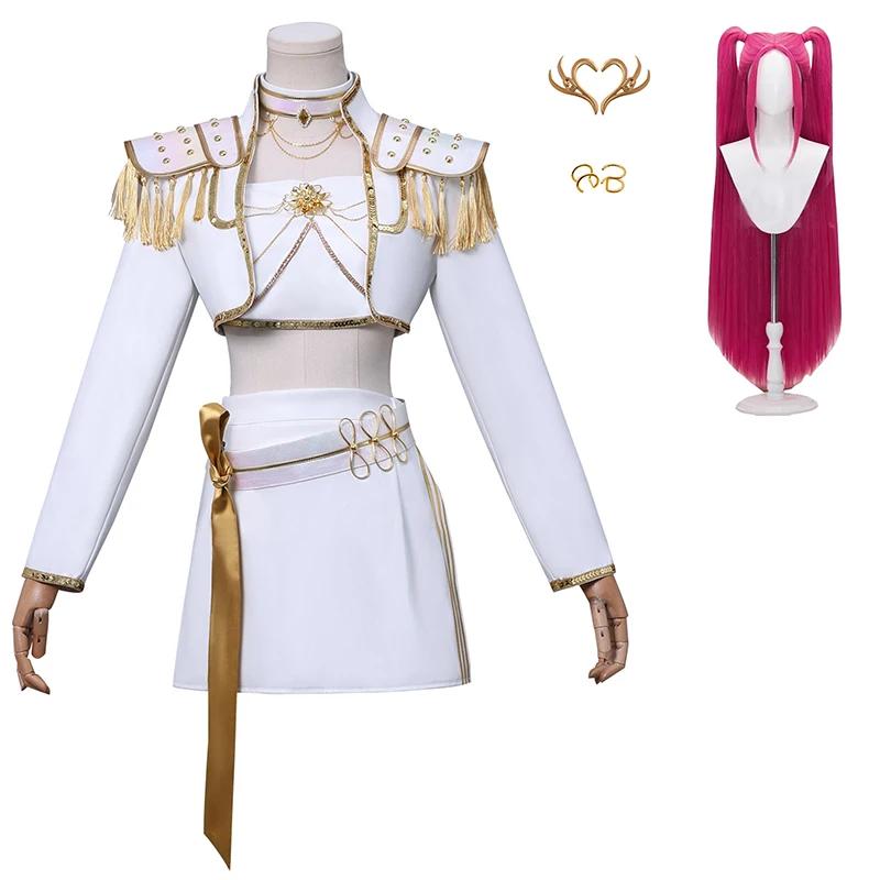 Rumi Zoey Mira Cosplay Costume Wig Women Girls White Leather Suit Halloween Carnival Party Comic-con Role Playing Outfit