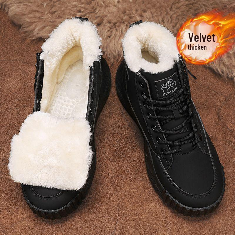 Pánské a dámské zimní nepromokavé kožené sněhule s vysokým svrškem, protiskluzovou podrážkou a hřejivou sametovou podšívkou