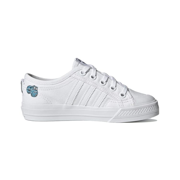 Adidas Originals Nizza C Canvas Comfortable Durable Low-Top Skate Shoes Kids Sneakers White FY3399