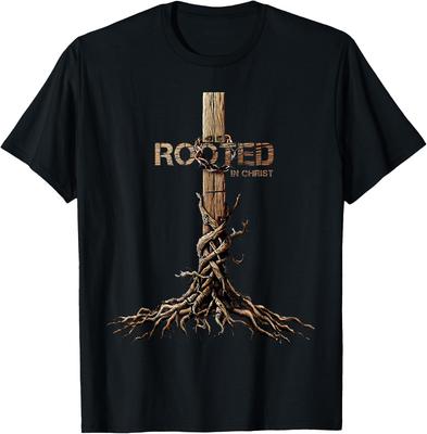 Rooted In Christ Shirt, Jesus Shirts, Cross Christian T-Shirt