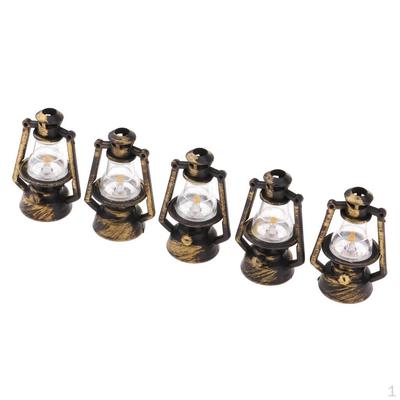 1/12 Dollhouse Miniature Vintage Metal Lamp Toy - Dolls Desk Ornament Accessory 5 Pieces