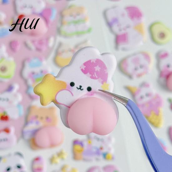 Sticker Basteln für Anfänger Niedlich 3D Puffy Kawaii Blasen Schaumstoff Sticker Puff Squishy Abnehmbar Bär Hase Handyhülle Notizbuch Scrapbooks DIY