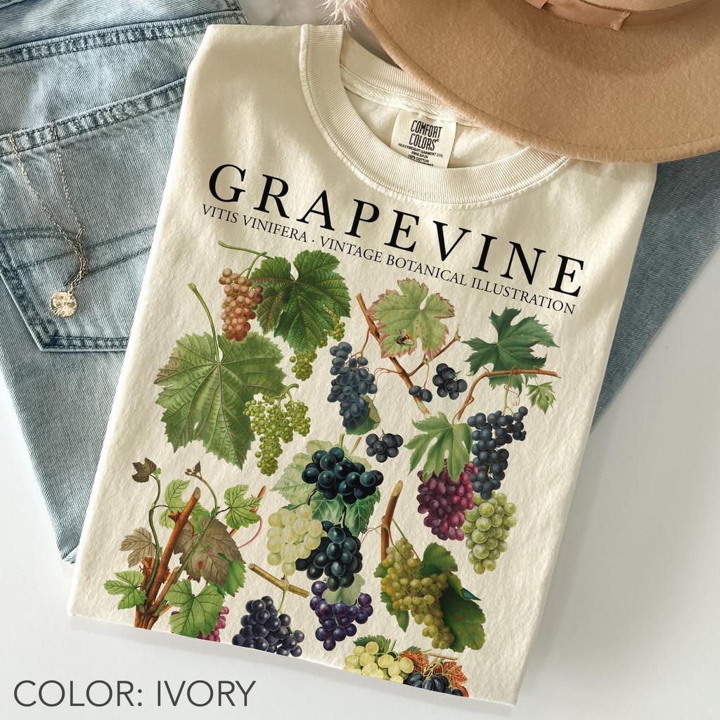 Vintage Grape Shirt Comfort Colors®, Grapevine Botanical Shirt, Vineyard Shirt, Retro Fruit Shirt, Cottagecore Garden Shirt, Wine Lover Gift
