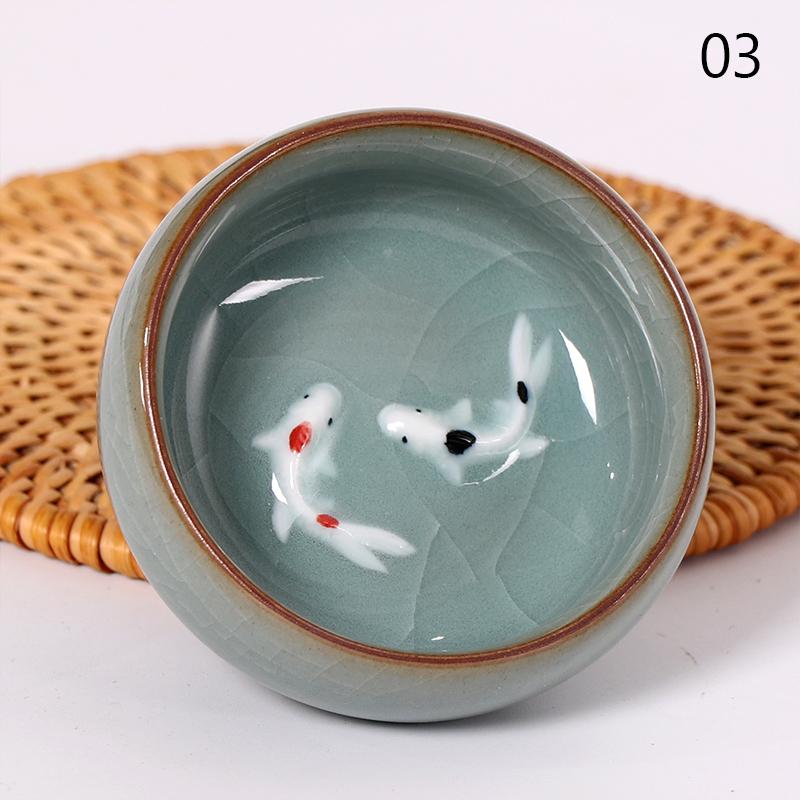 60ml Crackle Golden Fish Celadon Porcelain Teacups Delicate Longquan Teacup Bowl Ceramic Chinese Kungfu Tea Cup Teaware