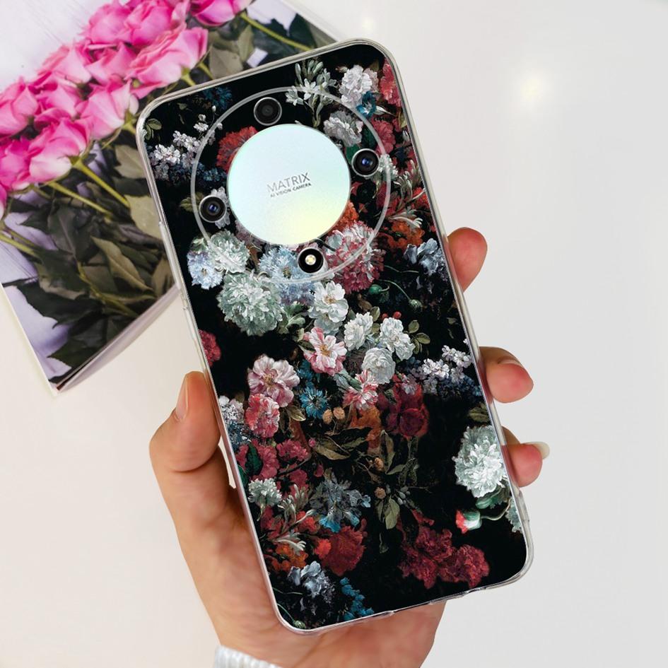 For Honor X9b 5G Case ALI-NX1 Popular Flower Soft Clear Silicon TPU Cover For Honor X9a RMO-NX1 HonorX9 ANY-NX1 Shockproof Funda