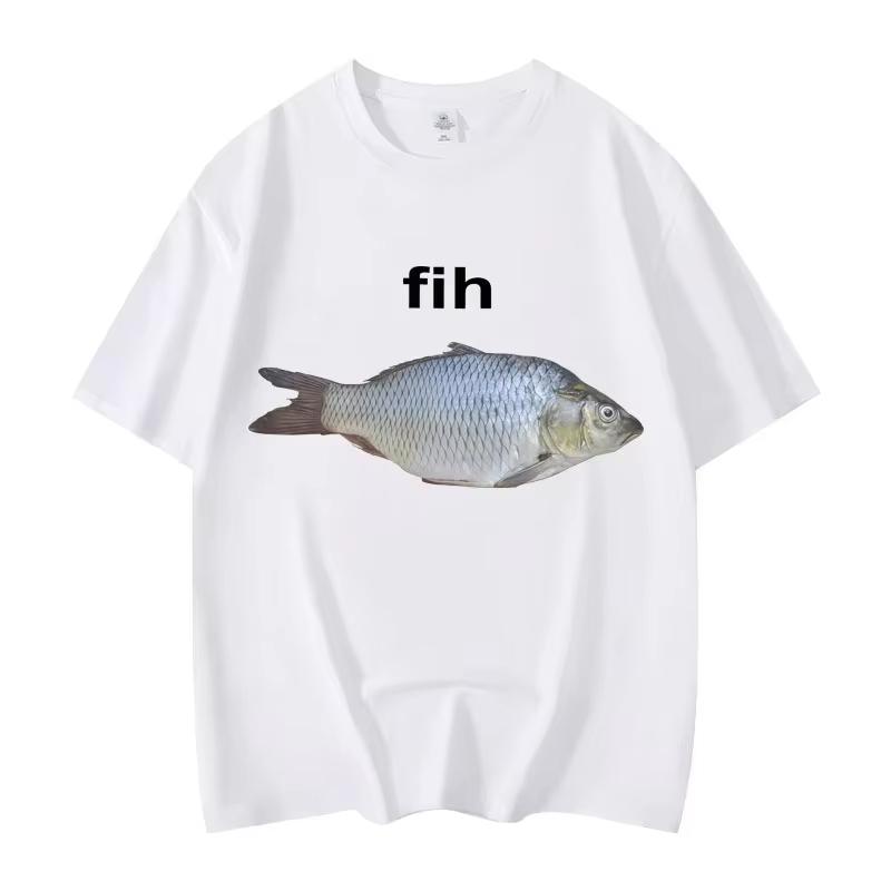 2025 Fisch Lustiges Meme T-Shirt Mode Kurzarm T-Shirts Herren Kleidung Sommer T-Shirt Streetwear Oberteile Damen Kleidung