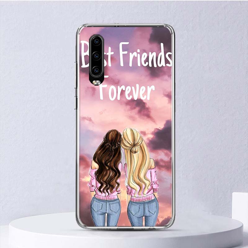Mädchen Beste Freunde Für Immer BFF Weichen Fall Für Huawei P30 Lite P40 P20 P10 P50 Pro Telefon Abdeckung Mate 20 30 40 10 P30Lite Shell Fund