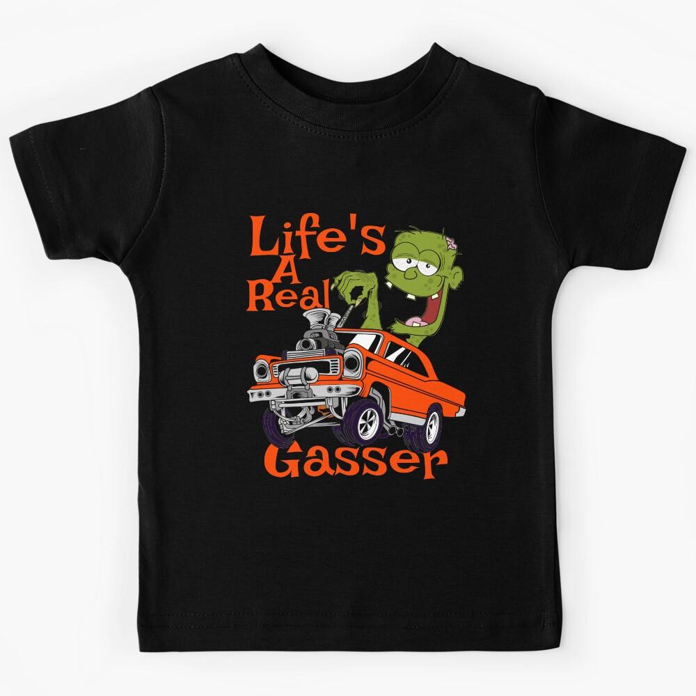 Hot Rod Gasser Cartoon Outlaw Drag Racing Blown Street Car Kids T-Shirt 160