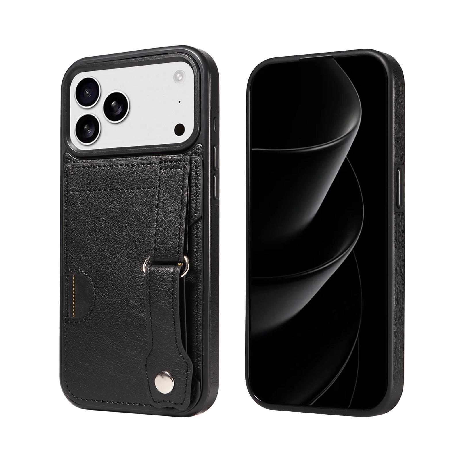 

Cards Solt WristBand Wallet Leather Case For iPhone 17 Pro Max 16 Plus 15 14 13 12 11 Shockproof Slim Snap Bracelet Bag Cover iPhone17 Pro Max чорний
