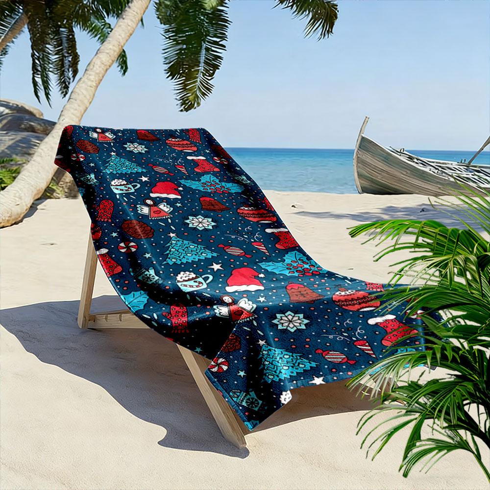 Festive winter wonderland harmony Print beach towel, quick drying, suitable for travel, outdoor sports, jogging, the beach and swimming, gift