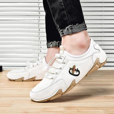 Men's Casual Shoes Spring/Summer Fashion Shoes Men's Leather All-Match British Soft Cowhide Shoes White Shoes