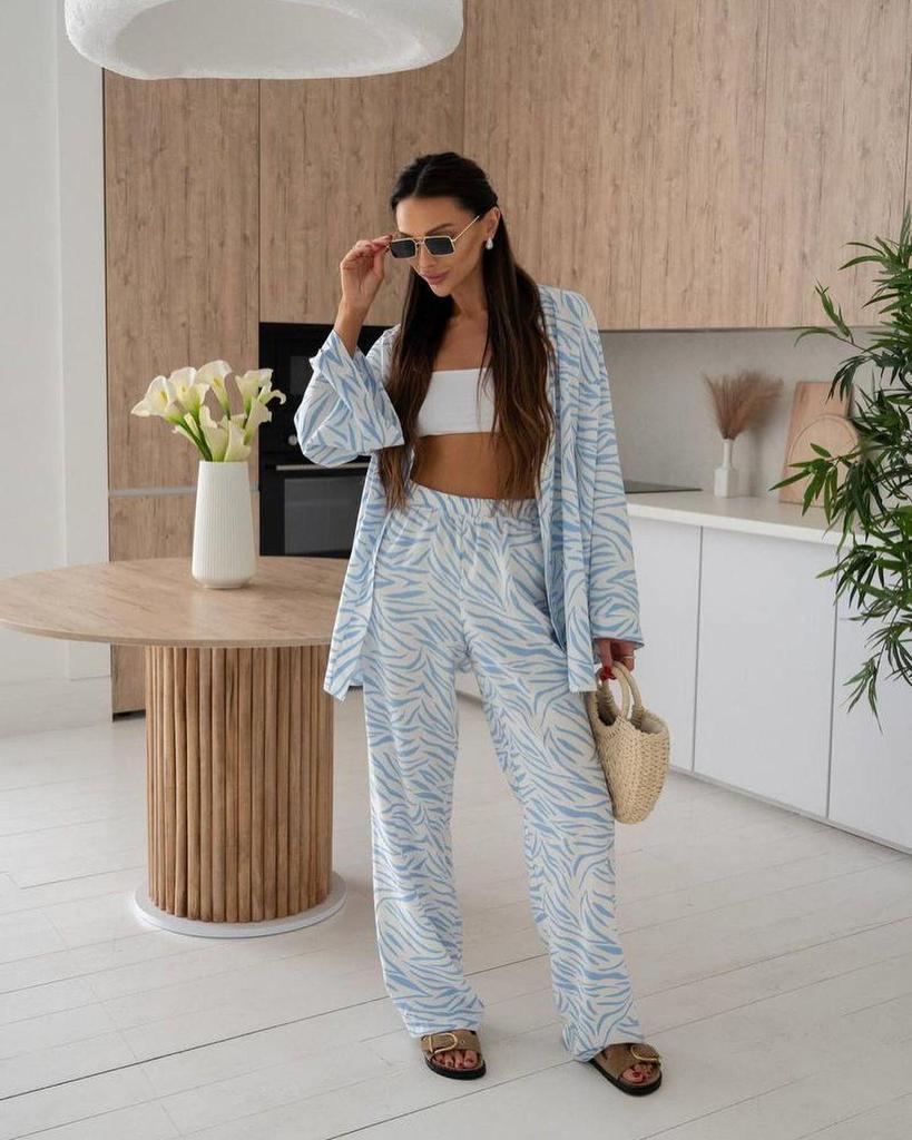 2024 Euro-American Style Autumn/Winter Long Sleeve Stripe Pajama Set - Casual Women's Comfy Pants & Shirt