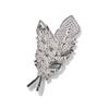 Elegant Rhinestone Black White Feather Brooch Pin For Women Clothing Coat Jewelry Accessries Gifts