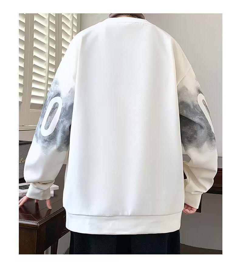Trendy Men's Letter Print Sweatshirt: Autumn/Spring Round Neck, Long Sleeve, Casual Loose Fit.