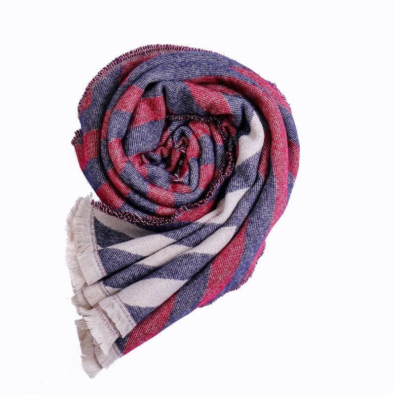 Women S Striped Imitation Cashmere Warm Winter Scarf
