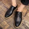 Fashion Leisure New Style  Leather Shoes for Men Business Shoe Lace Up Gentleman  Male Wedding Party Classic Black Walking Shoes