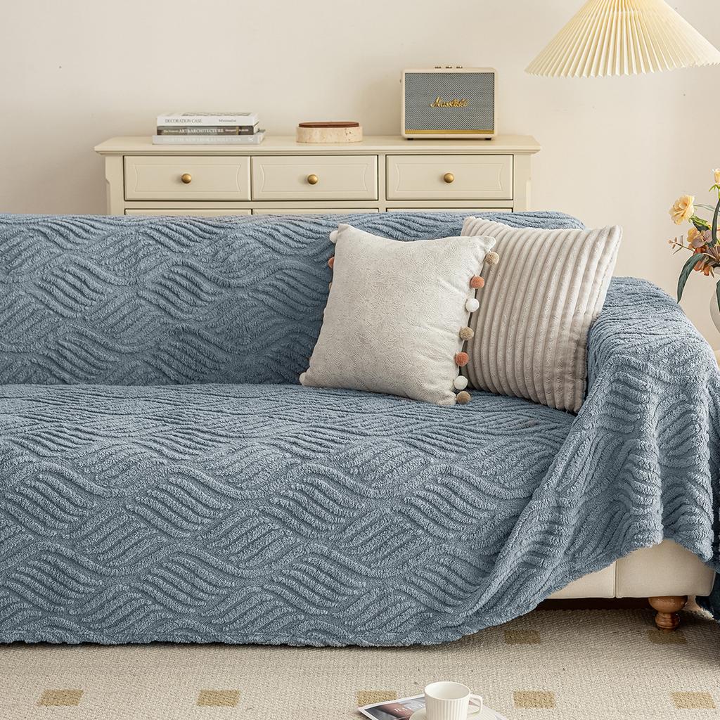 מגבת ספה חדשה דו-צדדית מכותנה קטיפתית נוחה, כיסוי ספה מלא יוקרתי קל, כיסוי ספה קטיפתי עמיד לשריטות חתולים לסתיו וחורף