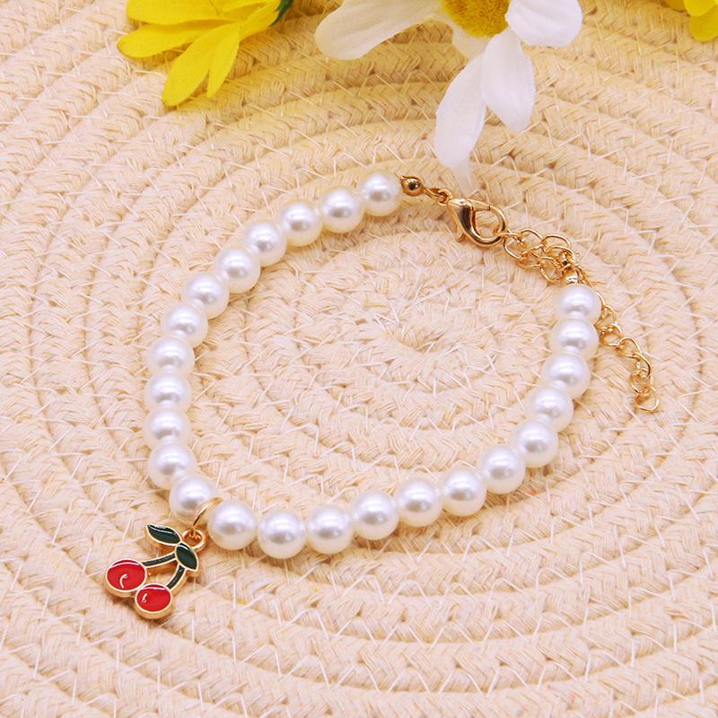 New Cat Collar Decoration Pet Cute Exquisite Neck Kitten Adjustable Summer Cat Necklace High Simulation Pearls Pet Supplies