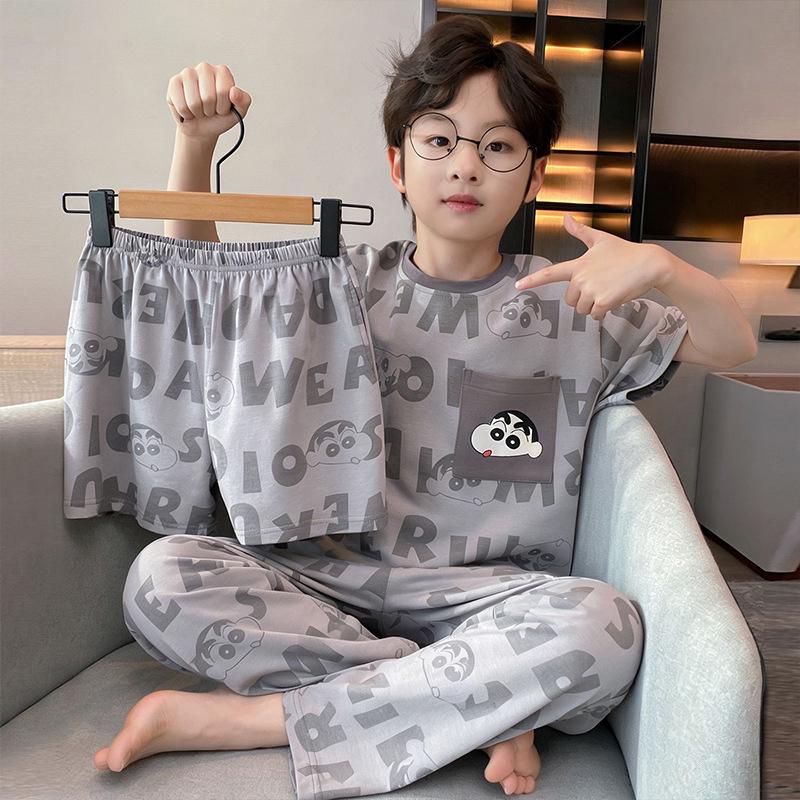 Slim Fit Summer Pajama Set for Boys - Lightweight, Casual Short Sleeve
