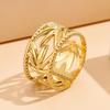 Gold-Plated Stainless Steel Leaf Ring – Adjustable Fairy Style for Women