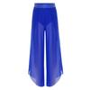 Kids Girls Lyrical Dance Pants Shiny Rhinestone Waistband Side Split Mesh Trousers for Stage Performance Competition