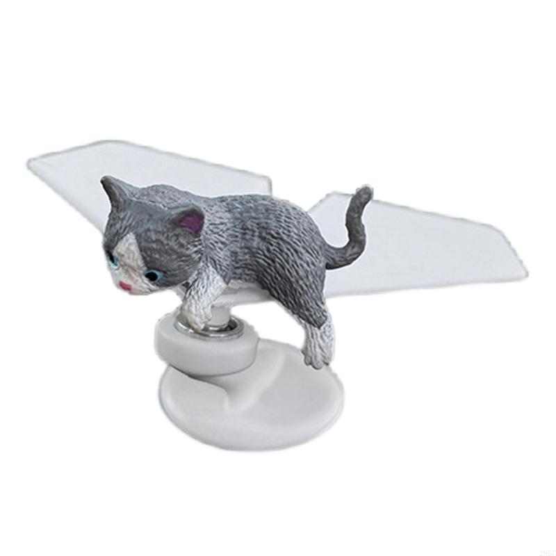 

28GC Rotating Plane Car Ornament With Cats Figurine Strong Resin Desk Decors