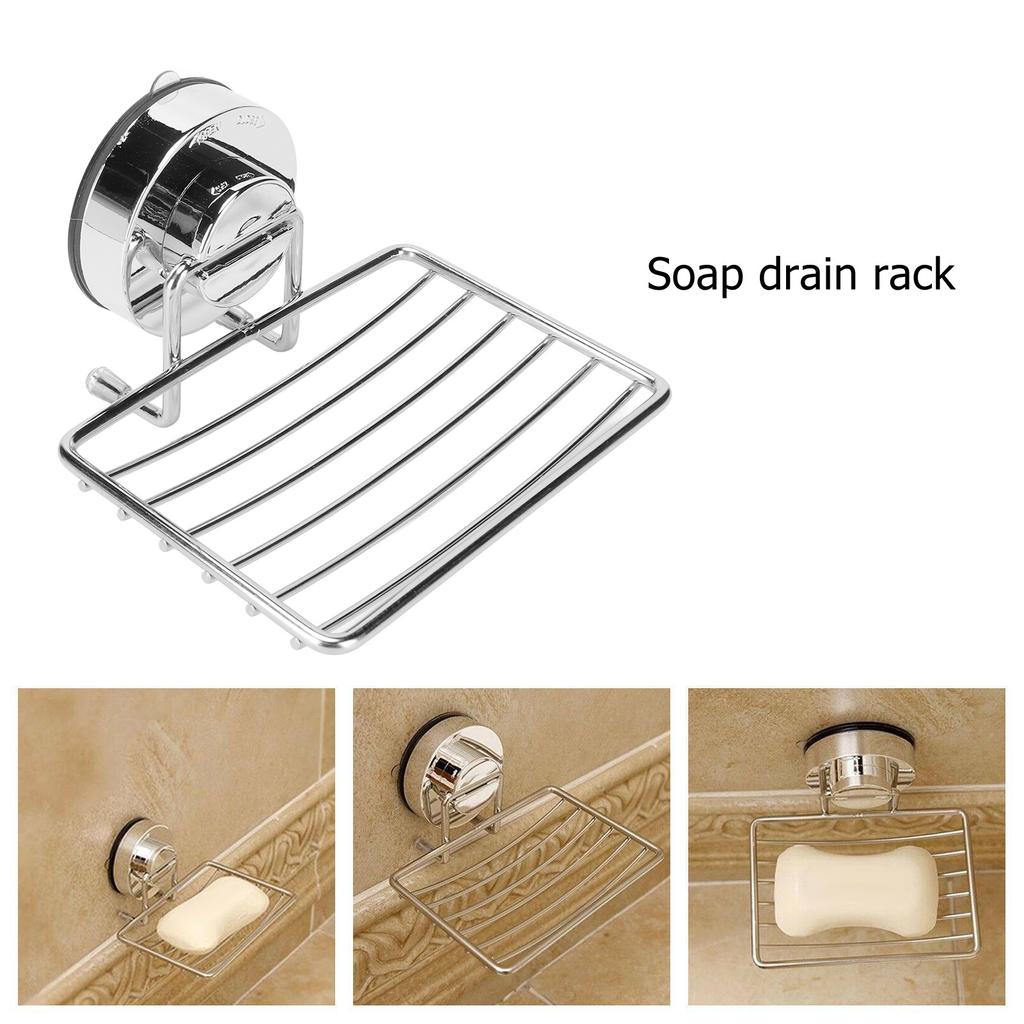 Soap Drain Rack Stainless Steel Wall Mounted Suction Soap Case Holder for Bathroom Kitchen