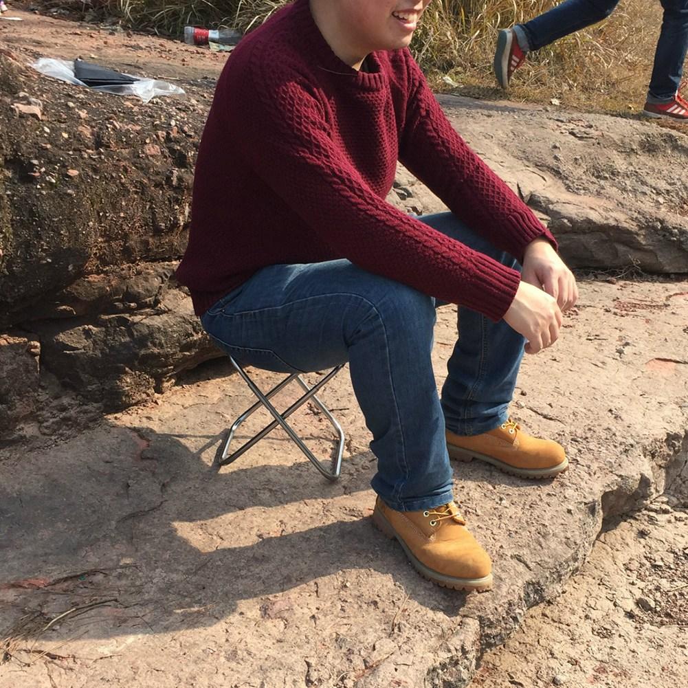 Mini Portable Folding Stool Aluminum Alloy Outdoor Chair for Fishing Camping Picnic (Silver, M)