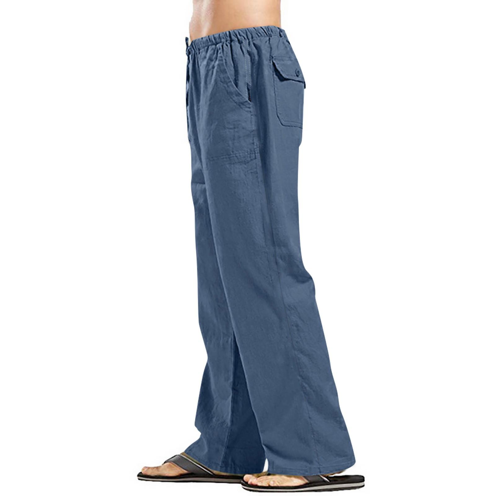 Мужские хлопковые льняные брюки — фото 5