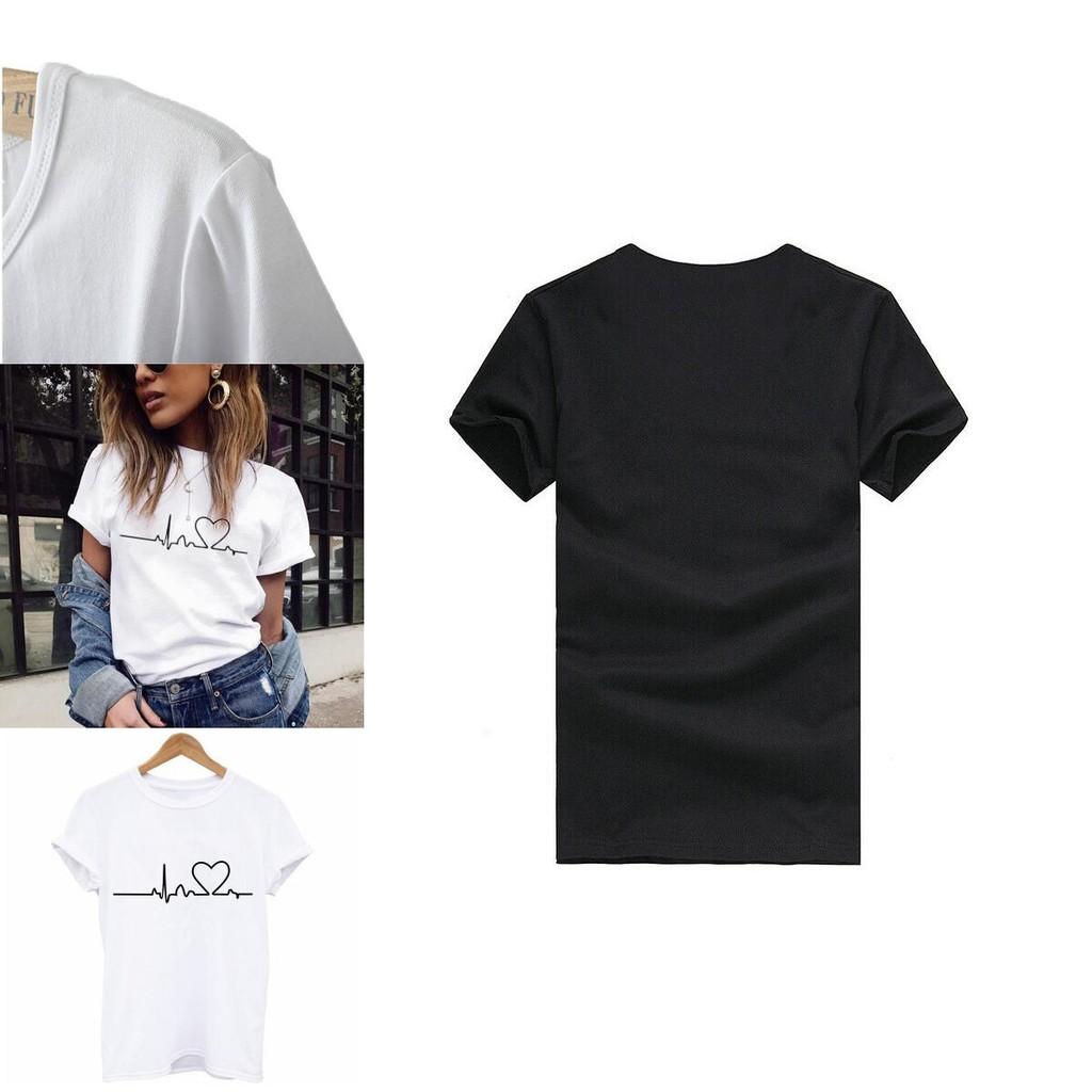 Stijlvol T-shirt met Hartjesprint voor Dames met Zachte en Casual Korte Mouwen