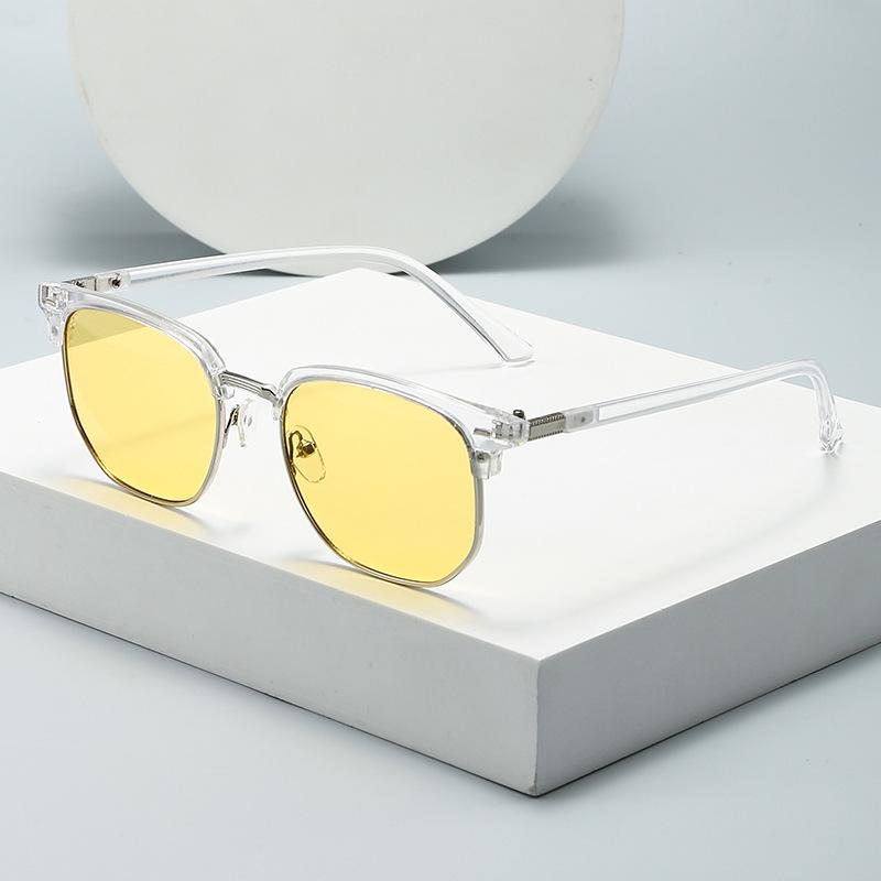 Photochromic Night Vision Glasses Day-and-Night Metal Half-frame UV-Protective Eyewear Anti-Glare Driving Glasses for Drivers