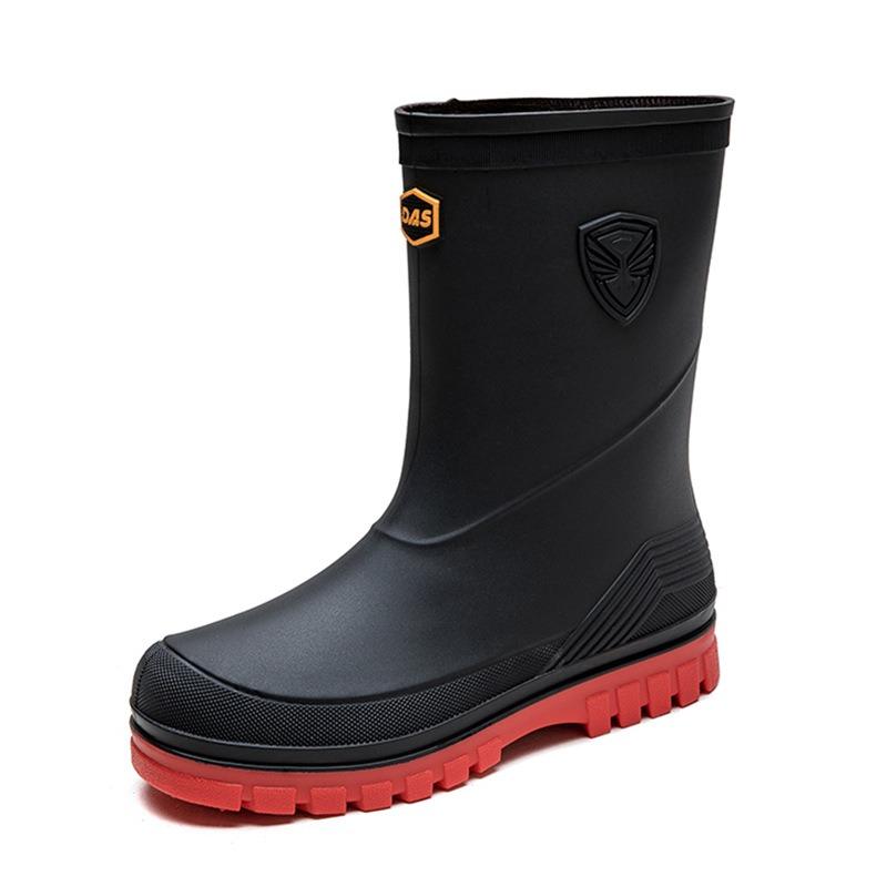 Fashion Men's Water Shoes Winter Wear Non-slip Work Rain Boots New Warm Bundle Middle Tube Rain Shoes Men