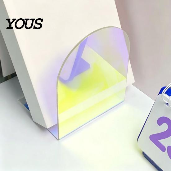 Durable Shelf Decor for Magazines 1 Pair Acrylic Bookends, Clear Book Ends Holders Shelves, Decorative Arch Organizing Tools Workstations Stopper,